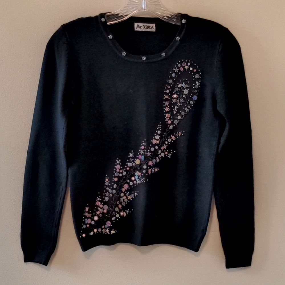 XINDA dress sweater with decorative beads